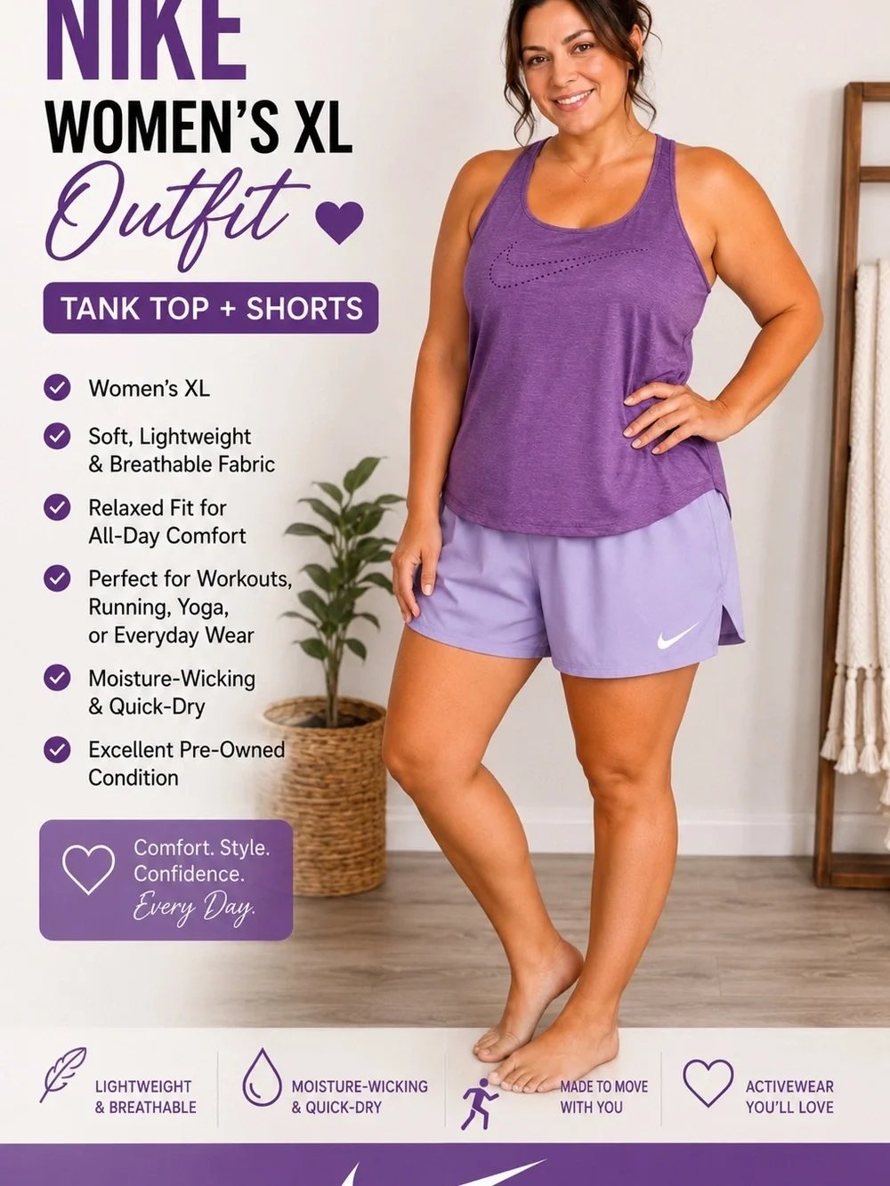 Nike Women's Athletic Shorts - Light Purple/Lavender